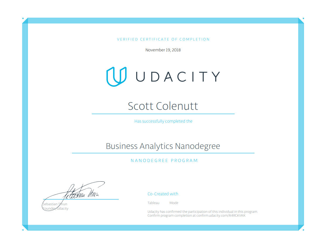 Udacity Business Analytics Nanodegree Udacity Business Analytics Nanodegree