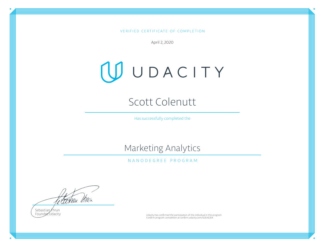 Udacity Marketing Analytics Nanodegree Udacity Marketing Analytics Nanodegree